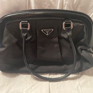 Prada nylon and shiny leather purse